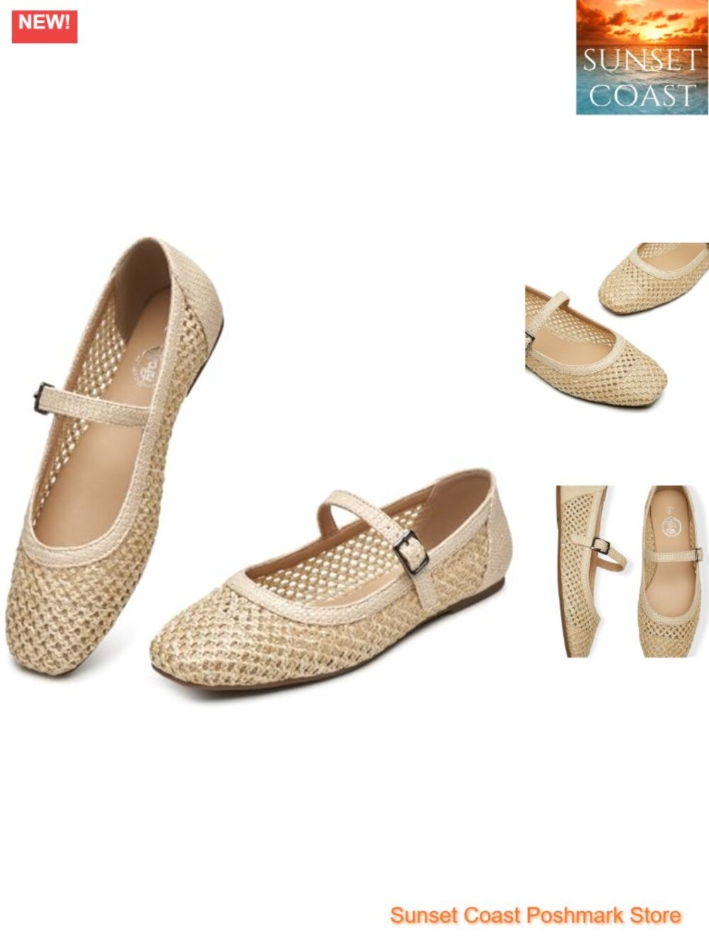 Woven Mary Jane Flats Women Dressy Ballet Flats Squared Toe Shoes